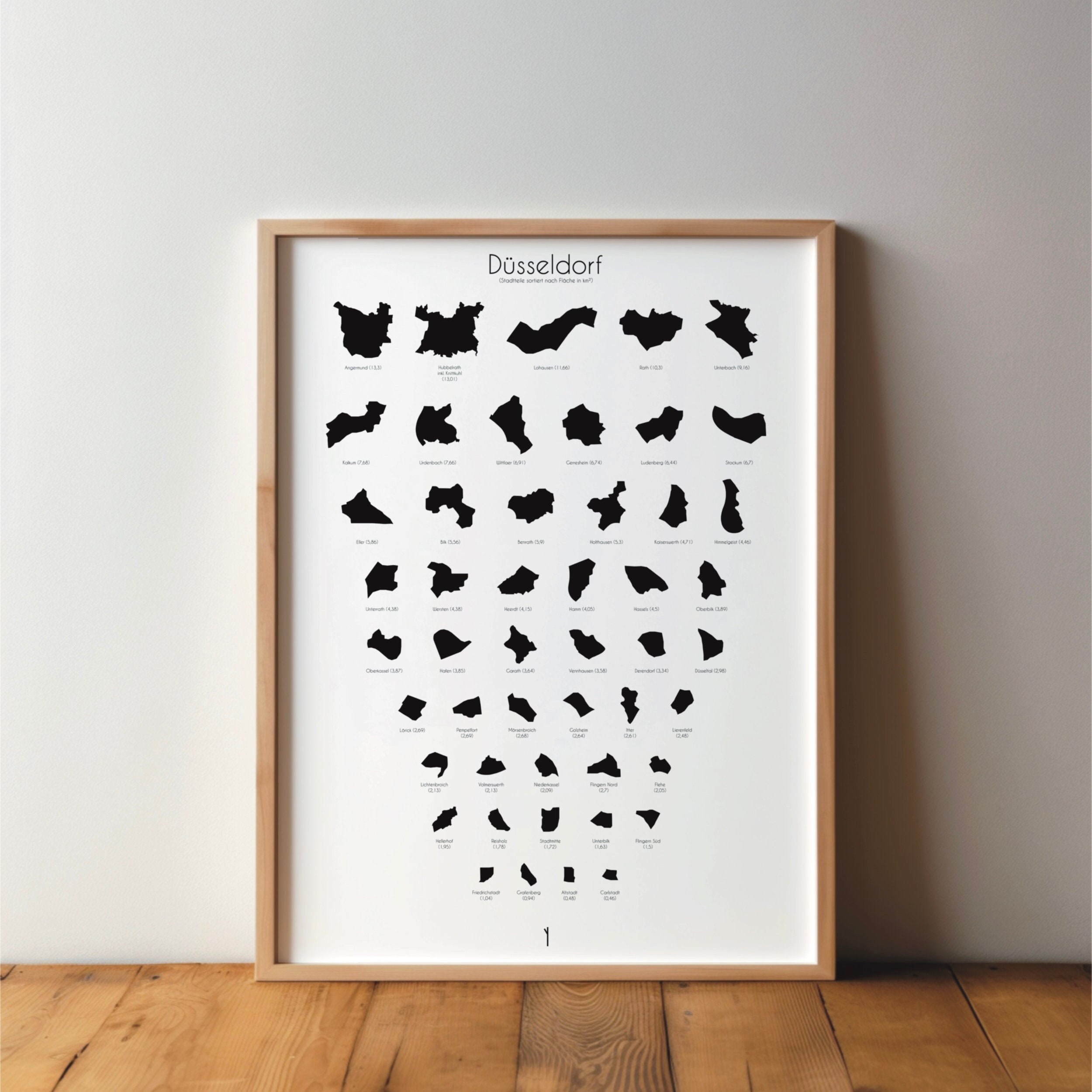 Düsseldorf District Poster - Art, Print, Poster, Black & White, Minimal, Modern, Wall Art, Home, Travel, A4 A3 A2, Large