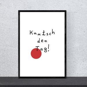 Kiss the day away poster - art, print, minimalist, black and white, modern, wall art, happiness, mindfulness, yoga motivation, DIN A4, pop art
