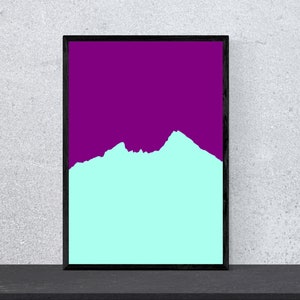 Póster de Watzmann - Contorno de montaña - Arte, Impresión, Minimalista, Moderno, Arte mural, Escalada, Montañas, Hobby, DIN A4, Pop Art