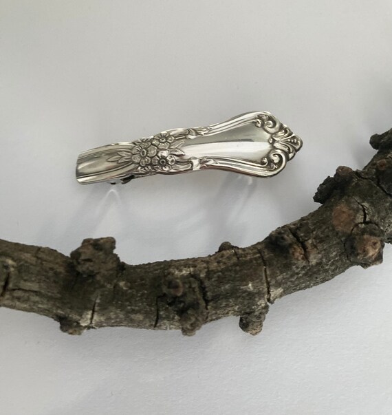 1956 Valley Rose Antique Silverplate Spoon Handle Barrette  display picture 2