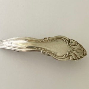 Antique Arcadia Floral Silverplate Spoon Handle Barrette Hair clip
