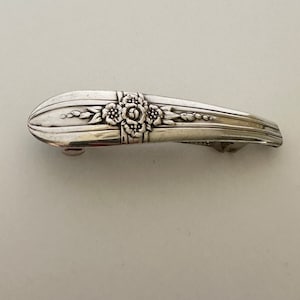 Triumph Art Deco Antique Silverplate Spoon Handle Barrette Hair clip