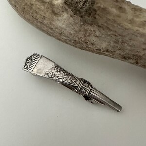Antique Floral Silverplate Spoon Handle Barrette Hair clip