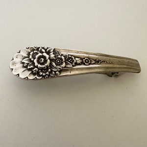 Jubilee Art Deco Antique Silverplate Spoon Handle Barrette Hair clip