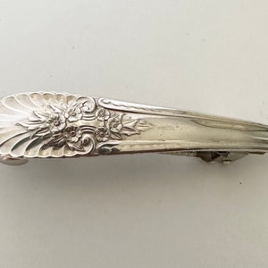 Rivera Art Deco Antique Silverplate Spoon Handle Barrette Hair clip