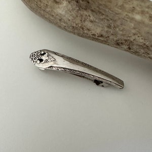 Lovely Lady Antique Floral Silverplate Spoon Handle Barrette Hair clip