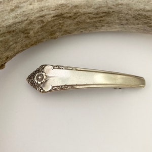 Starlight Antique Floral Silverplate Spoon Handle Barrette Hair clip