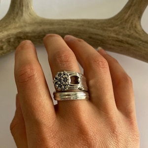 Eternally Yours silverplate wrap around floral spoon ring