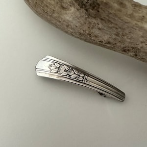Rosalie Antique Floral Silverplate Spoon Handle Barrette Hair clip