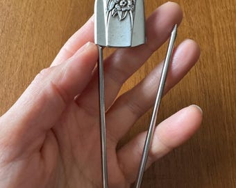 1953 April Antique Spoon handle 5 Inch Jumbo Steel Safety Pin Laundry Pin Upholstery Sewing Quilting Key Ring Key Chain Bag Charm