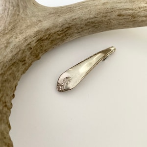 Exquisite Antique Floral Silverplate Spoon Handle Barrette Hair clip