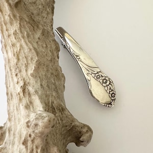 Together pattern Antique Floral Silverplate Spoon Handle Barrette Hair clip