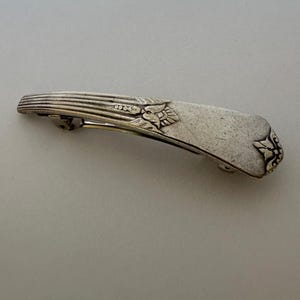 Gild Cadance Antique Floral Silverplate Spoon Handle Barrette Hair clip