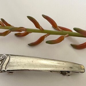 Bright Future Antique Floral Silverplate Spoon Handle Barrette Hair clip