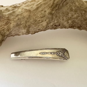 Milady Antique Floral Silverplate Spoon Handle Barrette Hair clip