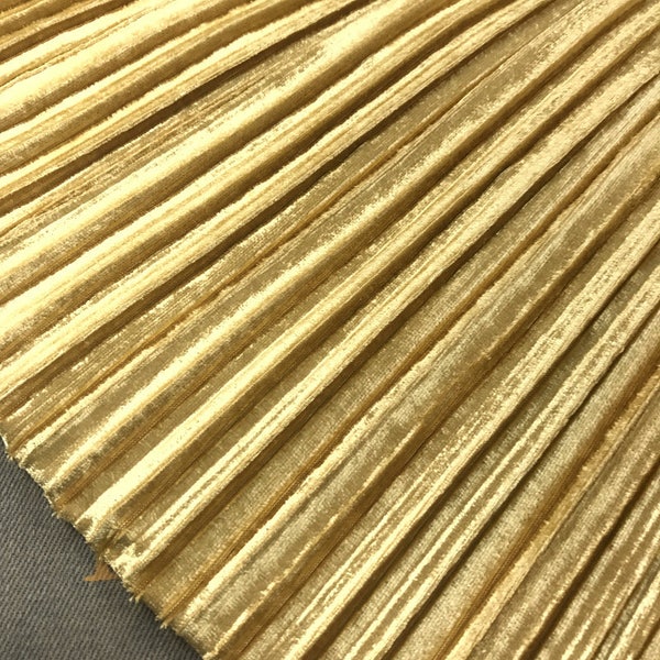 2 meters 150cm 59.05" width  gold pleated accordion pleuche velvet  fabric for Autumn Winter skirt dress MM431