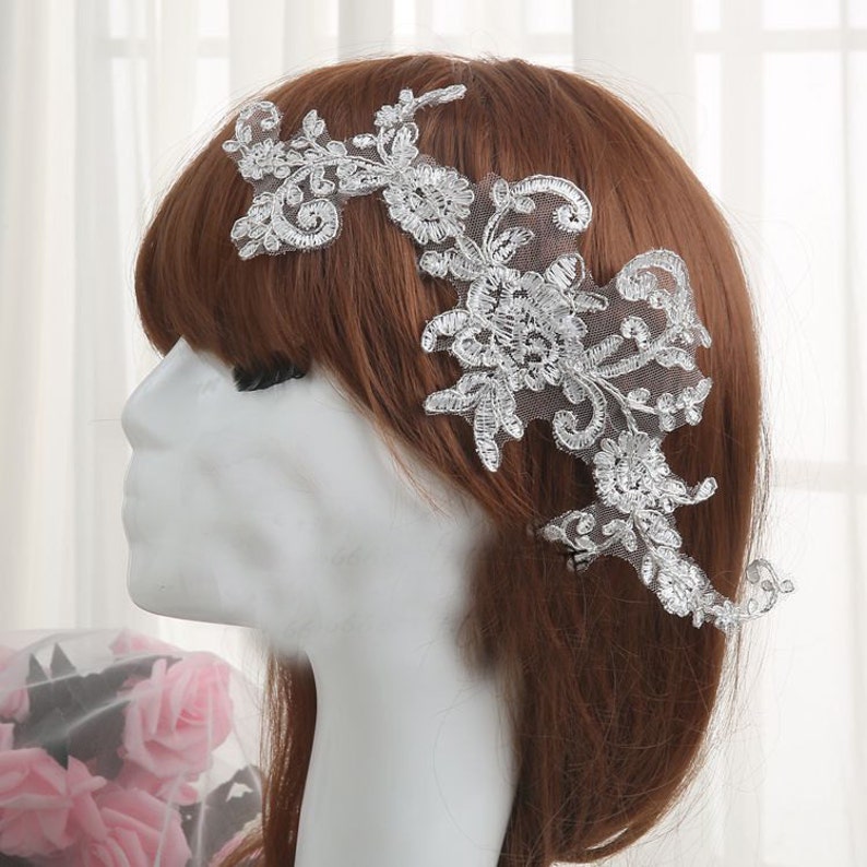 20pcs 28*11cm wide ivory bridal wedding embroidery lace appliques patches for dress skirt clothes L24L18 free ship