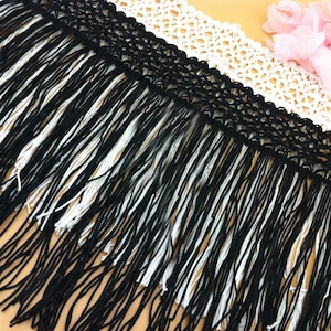 Tassel Fringe 2 yard White Black Tapes Lace Trim Ribbon Clothing Dress Sewing Garment Material 23cm 9&quot; wide  ML492P02