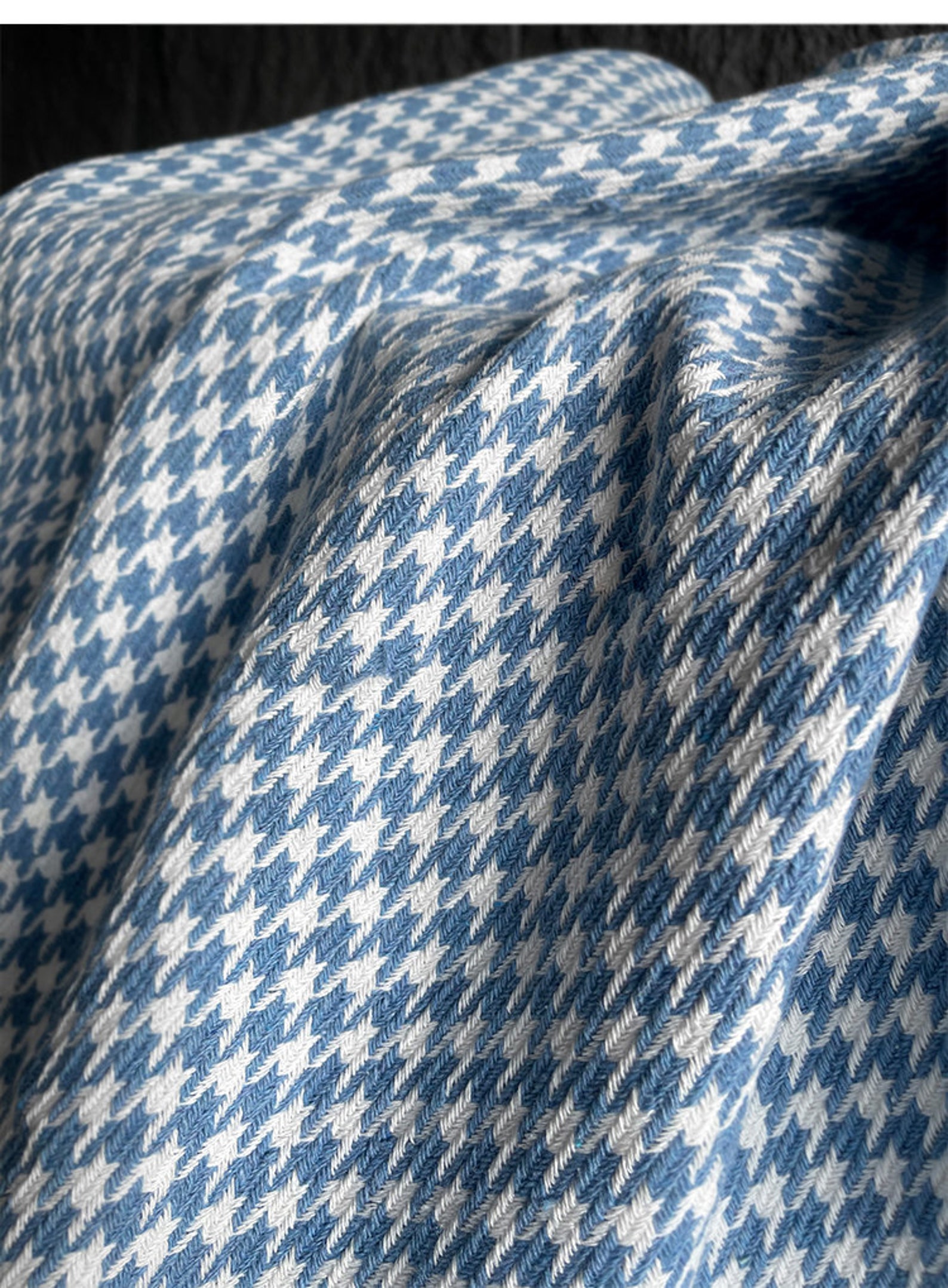 Thickened Blue Jacquard Line Texture Fabric for Dress Coat Hat Clothing ...