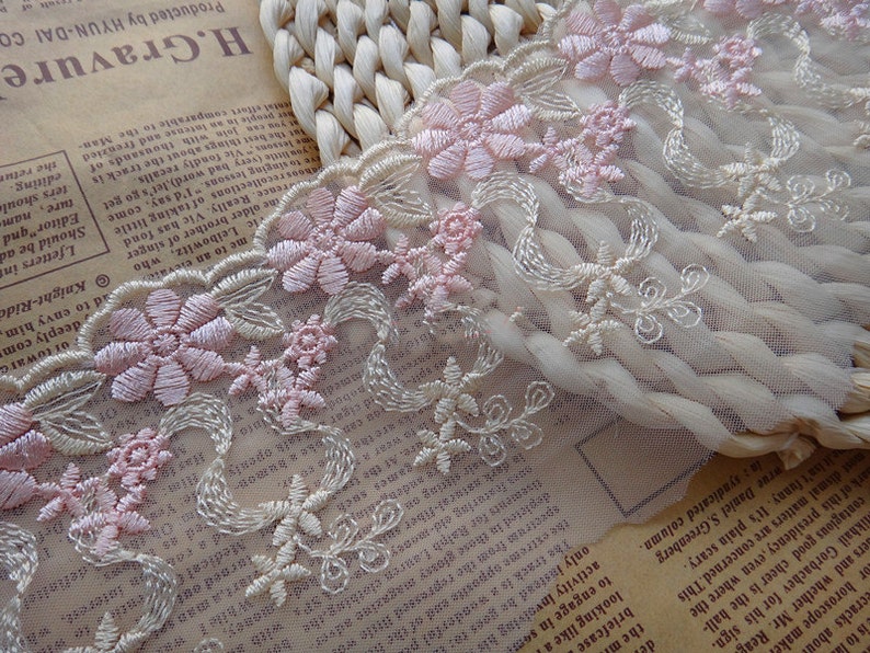 10 yard 8cm 3.14 wide bluenavypinkwine red mesh embroidery lace trim ribbon 1046902L4K634 free ship
