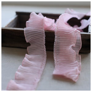 Bordure en dentelle plissée 10 mètres Froissé en mousseline de soie plissé en ruban avec col aux poignets Robe Matériel à coudre pour vêtements 5,5 cm 2,16 po. de large M37F15