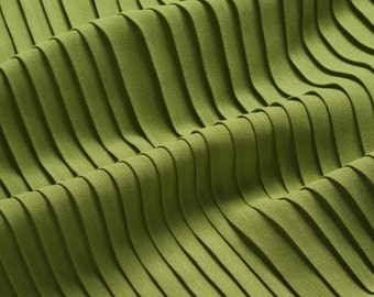 2 meters 150cm 59" width tea green crumple accordion pleated chiffon fabric pearl yarn fabric wedding dress materials MM84