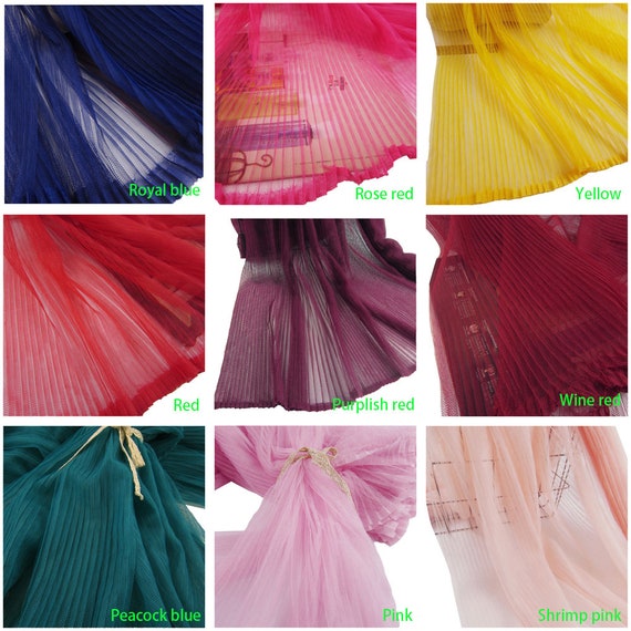 Khaki Ruffle Pleated Mesh Fabric Crinkle Accordion Pleated