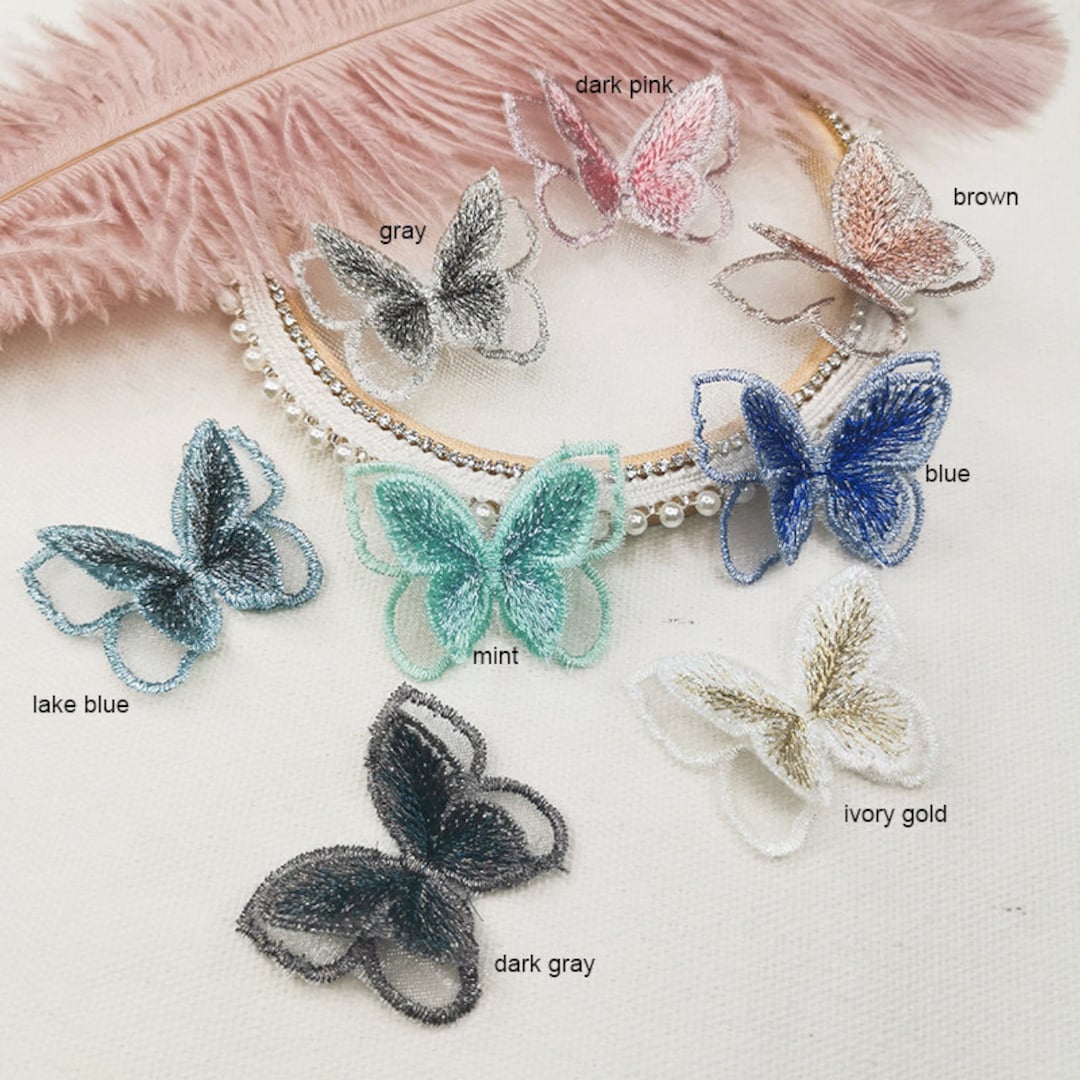 20 3D-Gaze-Schmetterlings-Applikationen – Bunte Strass-Stickerei, 5 Cm, Zum Aufnähen – Für Kleidung, Taschen & DIY, Lebensecht