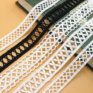 レーストリム 20ヤード アイボリー ブラック ベージュ 階段 コットン ミルク シルク 水溶性 刺繍生地 リボン テープ 裁縫材料 M4F34