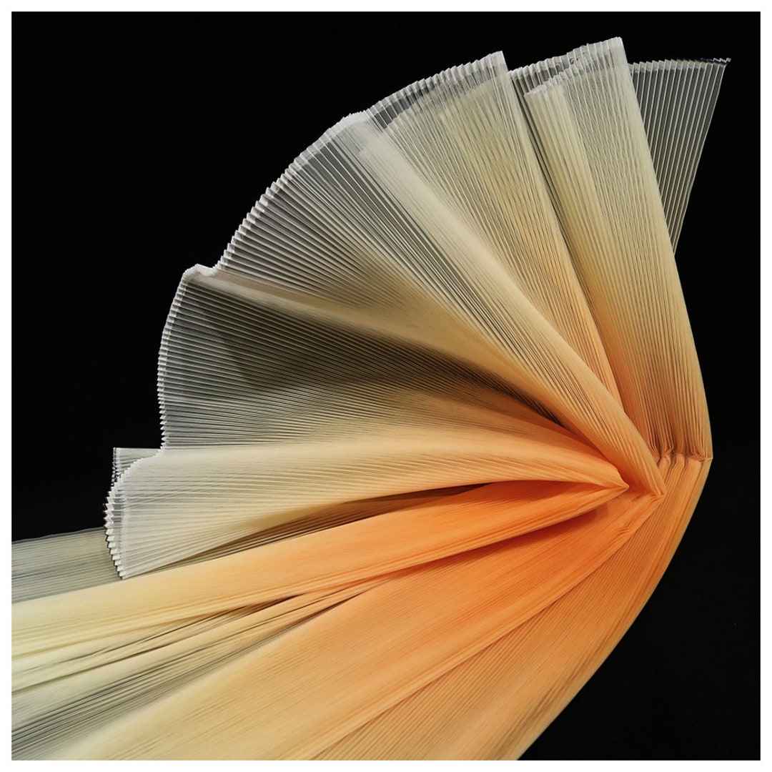 Orange Yellow Gradient Organ Pleated Hard Mesh Fabric Plisse Fabric ...