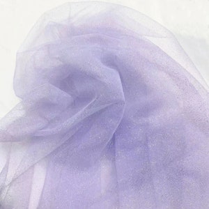 Tessuto viola chiaro con paillettes in tulle a rete 2 metri, polvere glitterata, garza scintillante, abito da sposa, filato netto, materiale da cucire, 150 cm, 57 "di larghezza M38C5