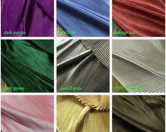 Tissu plissé satiné multicolore à rayures fines, plissé accordéon pour jupe de robe, matériau de couture de 59 po. de largeur MM373