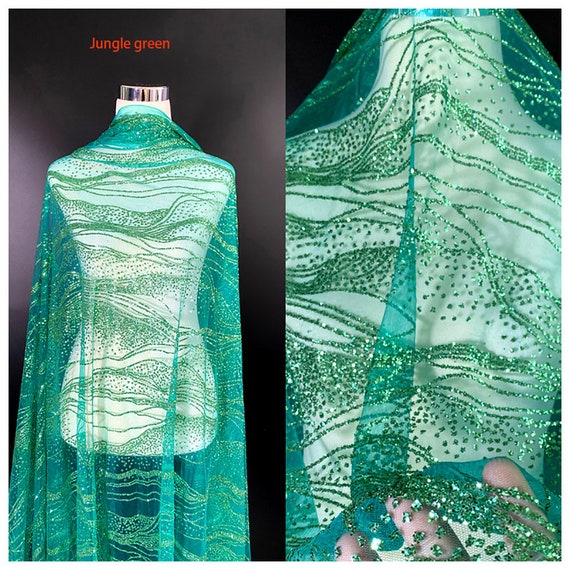 Tulle Sequined Fabric 1 Meters Jungle Green Wavy Corrugated Ironing Powder Mesh Wedding Dress Net Yarn Sewing Material 51" Wide M38C4 AM - Etsy Tulle Sequined Fabric 1 Meters Jungle Green Wavy Corrugated Ironing Powder Mesh Wedding Dress Net Yarn Sewing Material 51" Wide M38C4 AM - Etsy