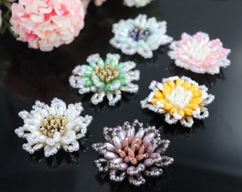 Pearl Patches 15pcs Beads Flower Appliques Brooch Stickers Patch for Clothes Bag Shoes Sew-On Sewing Accessories 4-4.5cm Wide M43F184