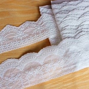 Lace Trim 10 Yard Ivory Cotton Embroidery Ribbon Tapes Fabric Dress Clothing Sewing Cloth 7.3cm/8cm Width M4F109