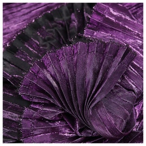 1 Meter Shiny Pleated Tulle Fabric Purple Plisse Fabric Pleat Mesh Glittery Fabric for Dress Clothes Sewing Materials M105F4