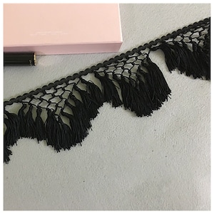 2 Yards Ivory Black Red Tassels Tringes Lace Trim Tibbon Stage Clothing Accessories 12cm 4.72&quot; width M74C6