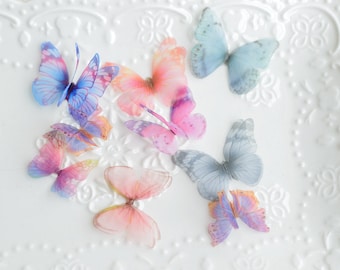 Butterfly Appliques 20pcs 3D Tulle Patches Clothes Dress Skirt Bag Sewing Butterfly Hair DIY Accessories M9C13H072