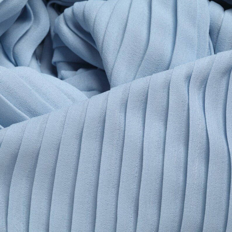 2 meters 150cm 59 width blue crumple accordion pleated chiffon fabric pearl yarn fabric wedding dress skirt materials MM80 Free Ship