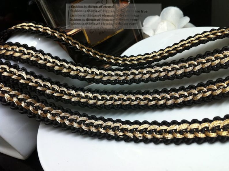 10 yard 1.2cm 0.47 wide black with gold braided tapes lace trim ribbon ML131P81 free ship