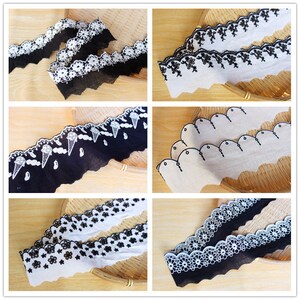 Spitzenborte 10 Meter Elfenbein Schwarz Baumwolltuch Blume Eis Stickband Tapes Kleid Bekleidung Nähen Stoff M4F193