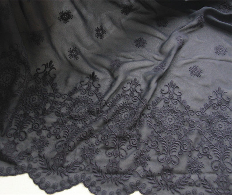 1 Yard 120cm 47.24 Wide Black Fabric Embroidery Lace - Etsy