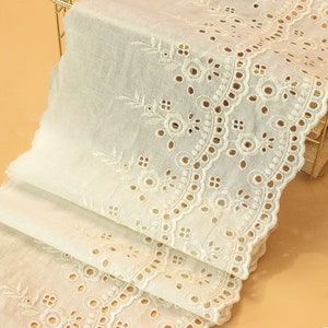 Lace Trim 5 Yard Beige Apricot Cotton Cloth Embroidery Hollowed-out Ribbon Tapes Dress Clothing Top Sewing Fabric 21cm 8.3&quot;wide M4F180