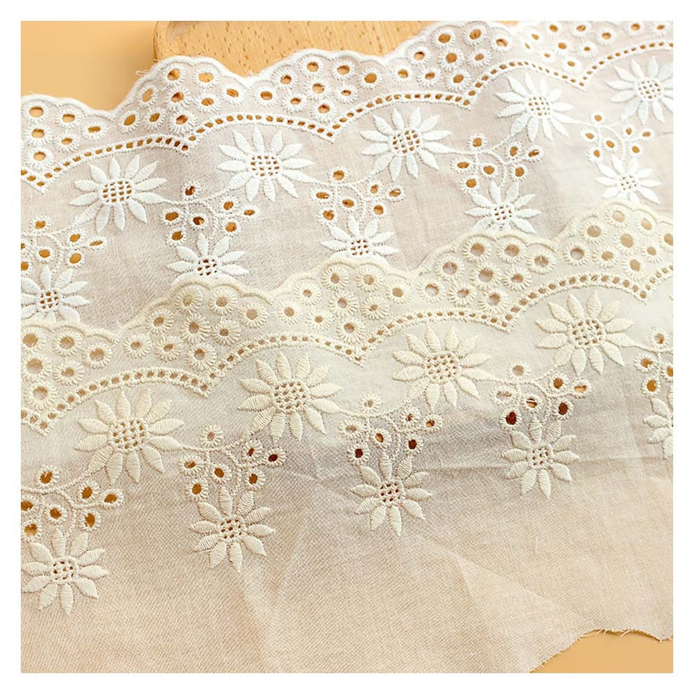 Lace Trim 5 Yard Ivory Beige Apricot Cotton Cloth Sunflower