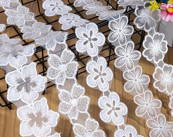 10 Yards Ivory Flower Lace Trim,Embroidered Sewing Lace Applique for DIY Sewing Crafts Wedding Dress M4A44