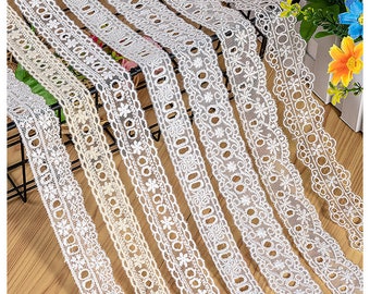 Lace Trims 10 Yard Gauze Mesh Tulle Embroidery Lace Trimmings Wearing Ribbons Scalloped Edgings for Clothing DIY Sewing Craft M4A24