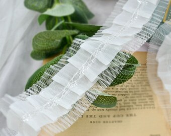 Lace Trim 15 meter Ivory Ruffled Tapes Ribbon Scallop Cuff Sewing Fabric Cloth 5cm 1.96inch width L8C4