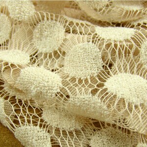 1 meter 168cm 66.14&quot; wide apricot embroidery flocked dot fabric no stretchy lace dress cloth clothing materials MM246