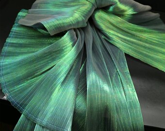 Magic Green Pleated Organza Fabric Stiff Plisse Fabric for Wedding Bouquet Decor, Backdrops, Fashion Designer Materials M105F13