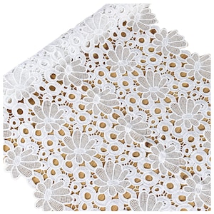 Off White Hollow Lace Trims 2 Yard Water-Soluble Lace Trimmings Tape Fabric Edgings for Clothing DIY Sewing Craft 15.7&quot; Wide M4A15